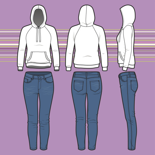 Hoodi和牛仔裤套装图片下载