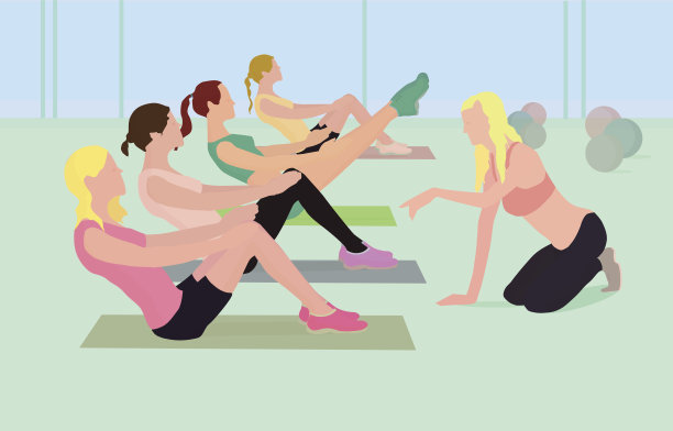 健身教练在俱乐部上健身课图片下载