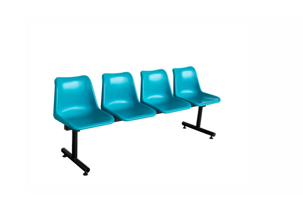 蓝色塑料椅斜角孤立图片下载