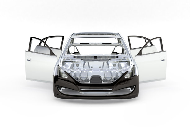 车身汽车没有车轮前视图上的白色背景图片下载