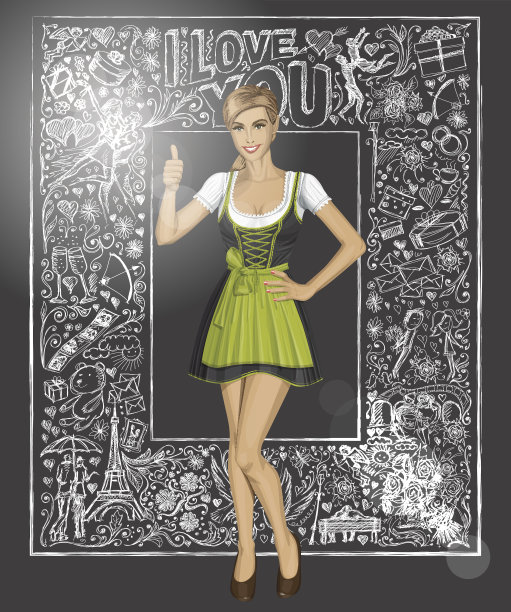 向量可爱的女人在林德尔反对爱的背景图片下载