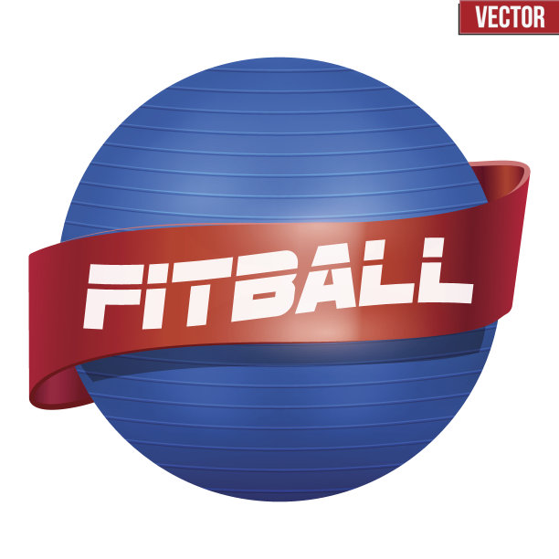 带有丝带的经典蓝色Fitball标签图片下载