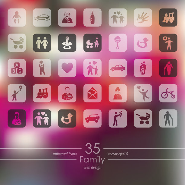 一组家庭图标图片下载