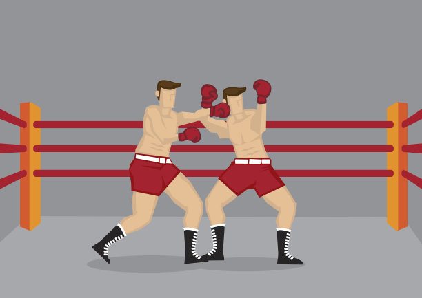 拳击手拳击在拳击圈矢量插图图片下载