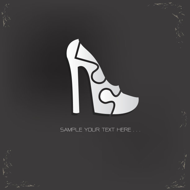 鞋拼图设计上的黑色背景，向量图片下载