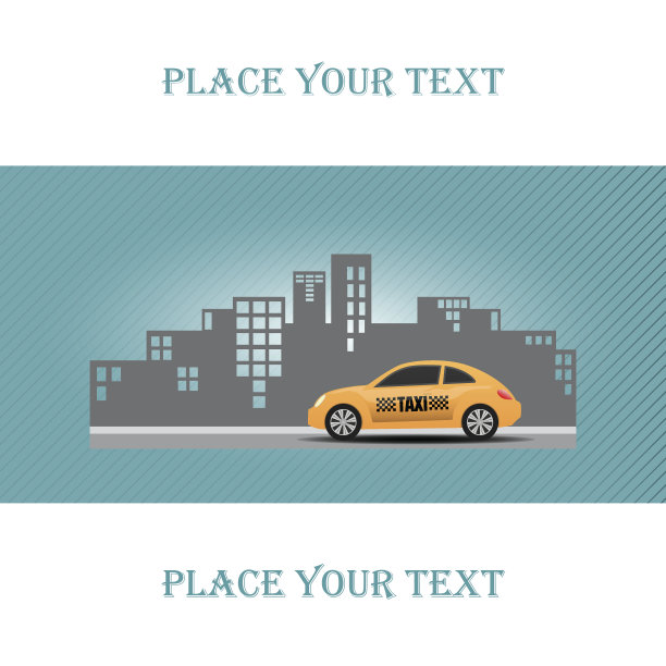 以城市为背景的出租车插图图片下载