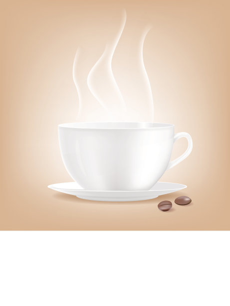 吸咖啡杯里有两粒咖啡。矢量图图片下载