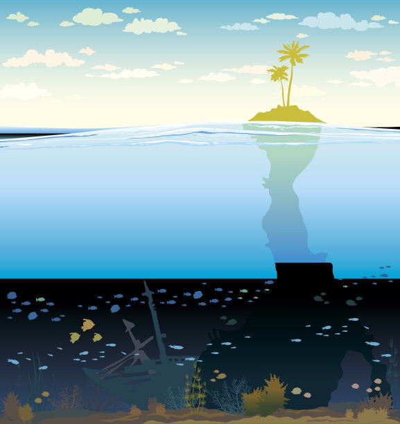 绿岛和珊瑚礁水下洞穴。图片下载