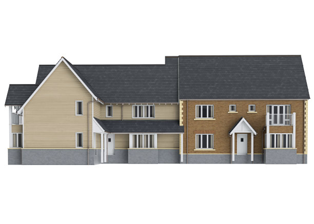 大型两层别墅，正面景观图片下载