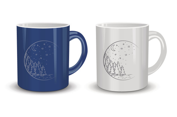 两杯。炎热的圣诞节矢量插图图片下载