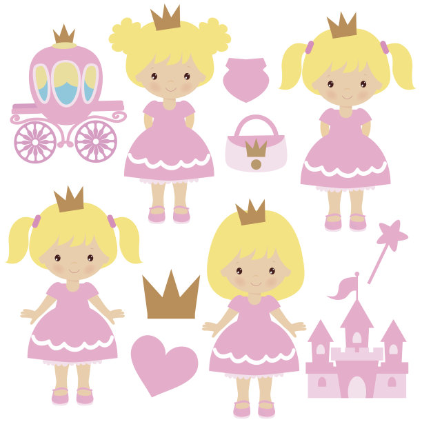 漂亮的公主矢量卡通插图图片下载