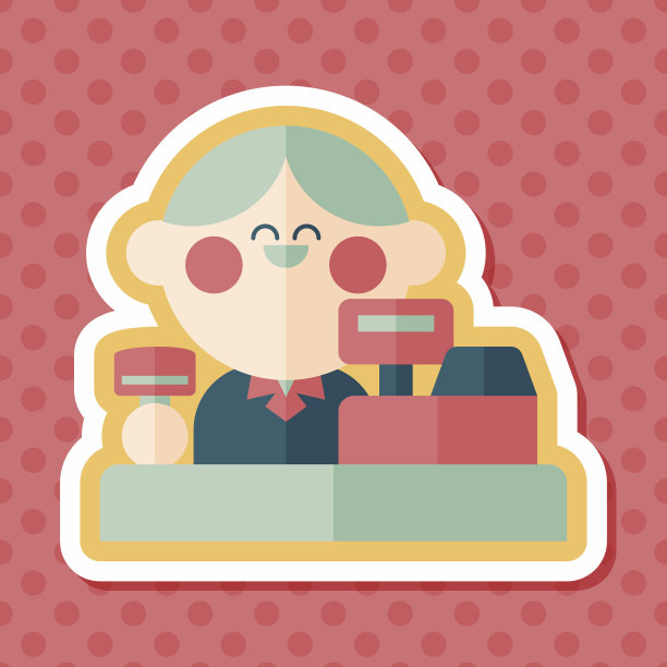 店主平面图标与长影子，eps10图片下载