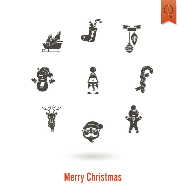 圣诞节和冬季图标收藏图片下载