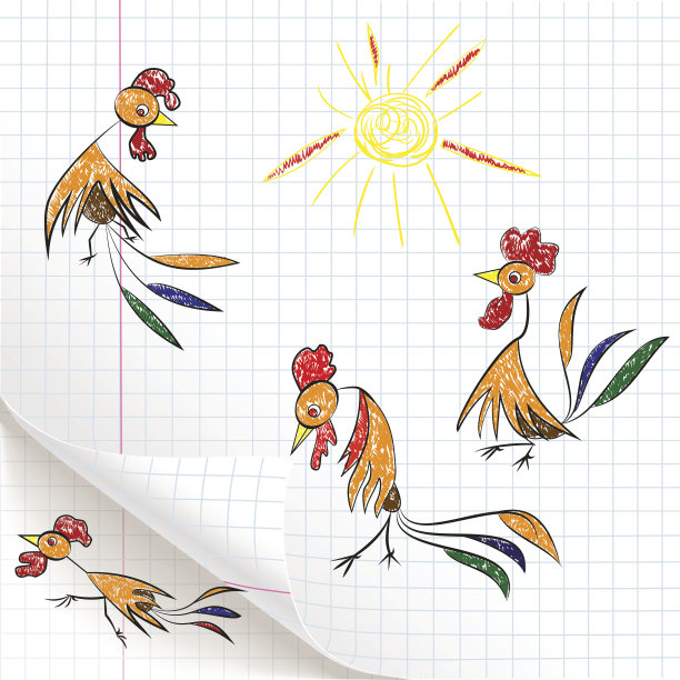 儿童画的公鸡图片下载