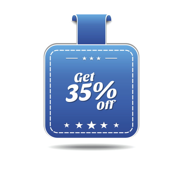 获得35%的蓝色矢量图标设计图片下载