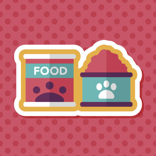 宠物狗粮平板图标与长影子，eps10图片下载