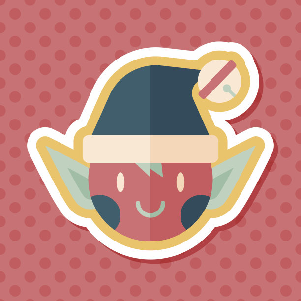 圣诞精灵与长影子扁平图标，eps10图片下载