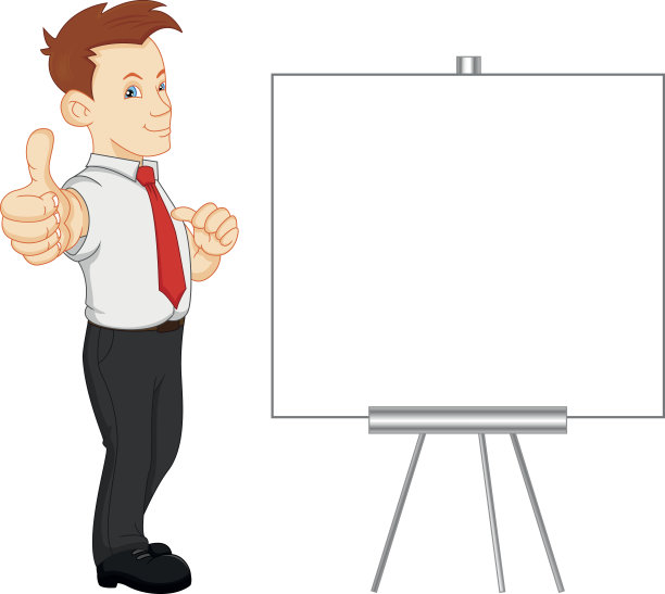 可爱的商人和空白的标志图片下载