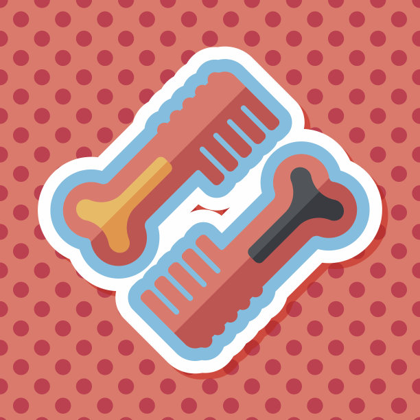 宠物狗刷平图标与长阴影，eps10图片下载