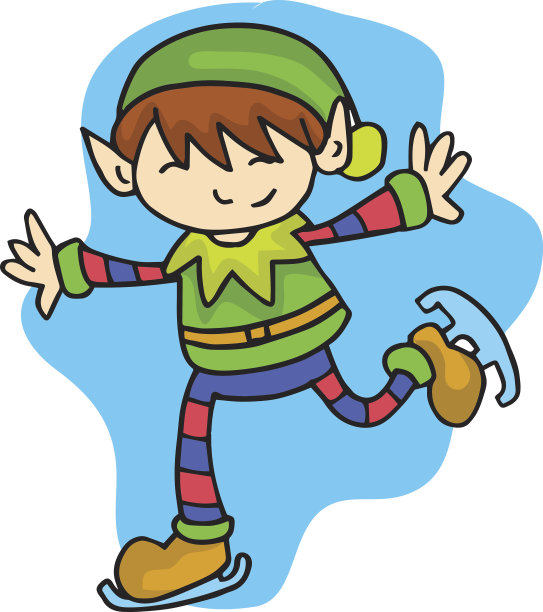 精灵溜冰可爱的孩子卡通图片下载