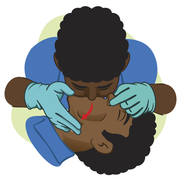 急救复苏(CPR)，口对口复苏。非洲裔手套图片下载