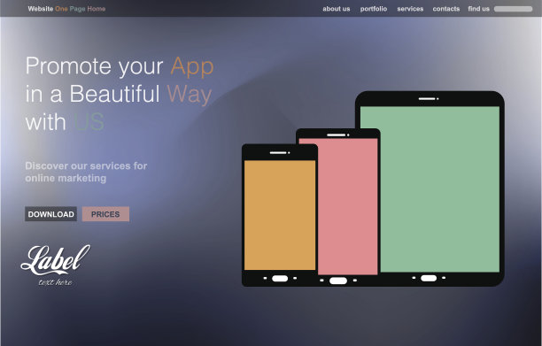 一页清晰现代网站模板的应用程序展示图片下载