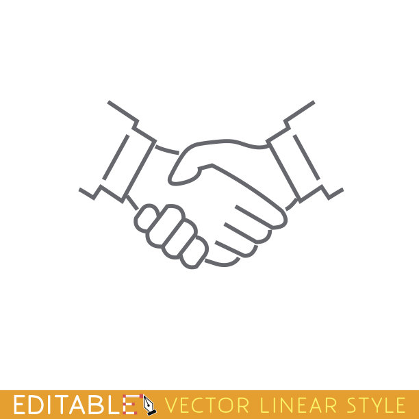 握手。可编辑的大纲草图图标。图片下载