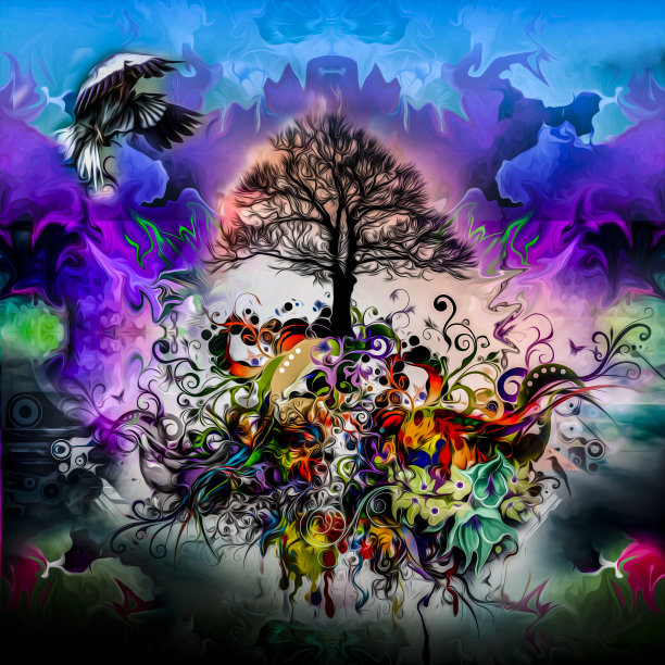 五色树与鸟图片下载