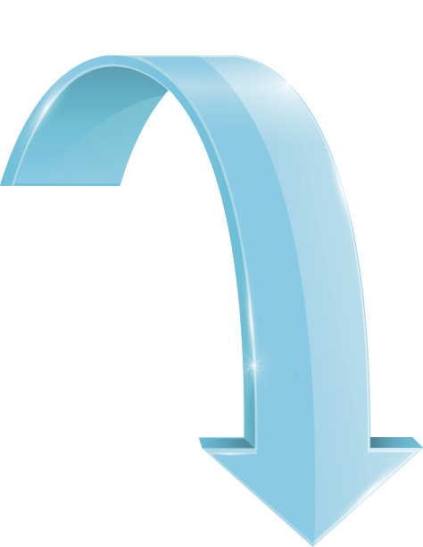 蓝色的向下箭头。弯曲的形状图片下载