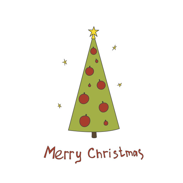 圣诞矢量明信片与冷杉树和手写问候图片下载