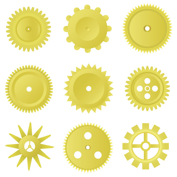 金色齿轮组图片下载