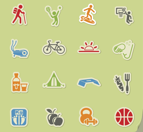 健康生活方式图标集图片下载
