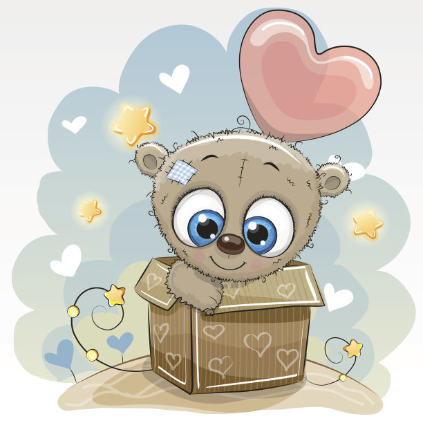 生日贺卡和一个可爱的泰迪熊图片下载