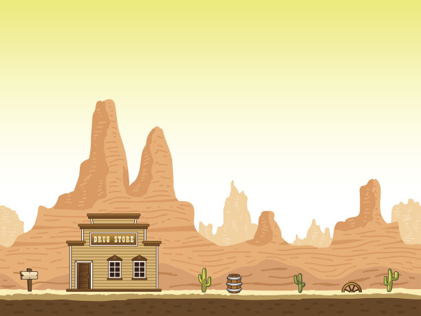 狂野，古老的西部峡谷背景与药店图片下载