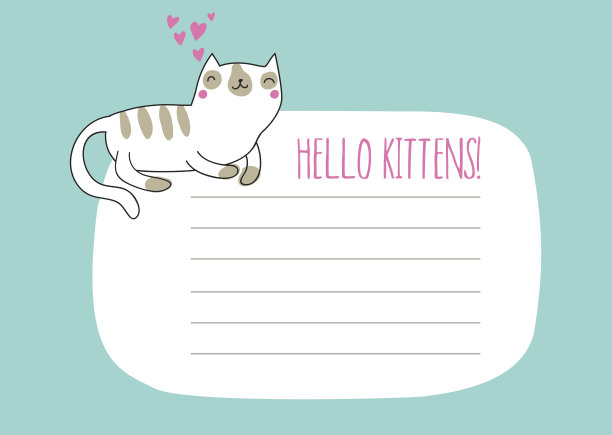 贺卡可爱的猫。矢量插图。图片下载