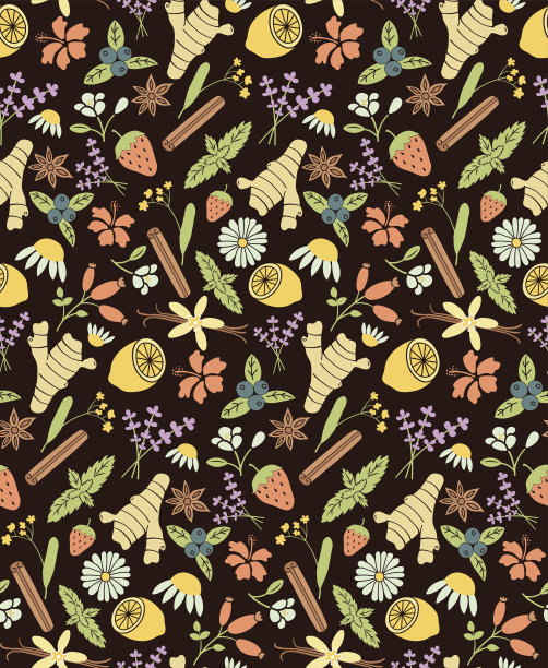 草药成分暗色图案图片下载