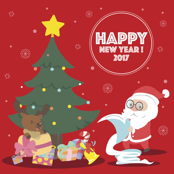 圣诞和新年矢量贺卡图片下载