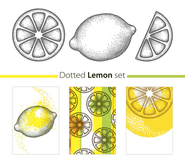 用柠檬，柠檬片和卡片隔离在白色。图片下载