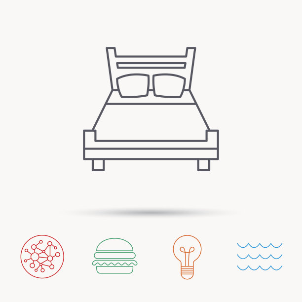 双人床图标。睡眠的象征。图片下载