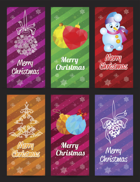 圣诞快乐横幅竖设雪花松、雪球、雪人图片下载