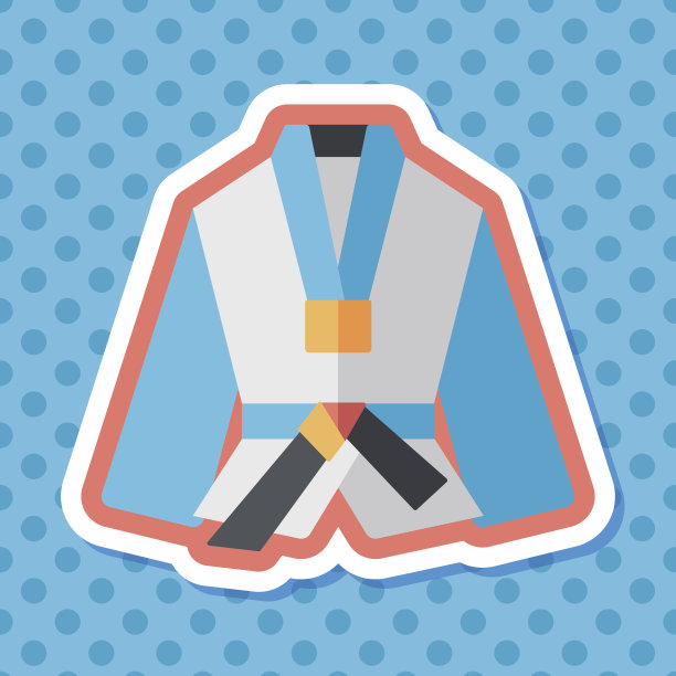 空手道套装扁平图标与长影子，eps10图片下载