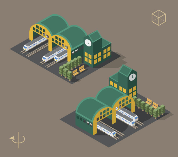 白色背景上的阴影火车站。图片下载