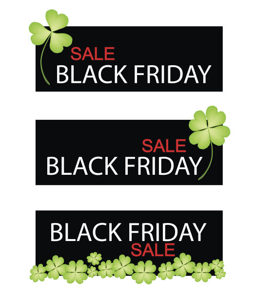 黑色星期五促销横幅上的四叶草图片下载