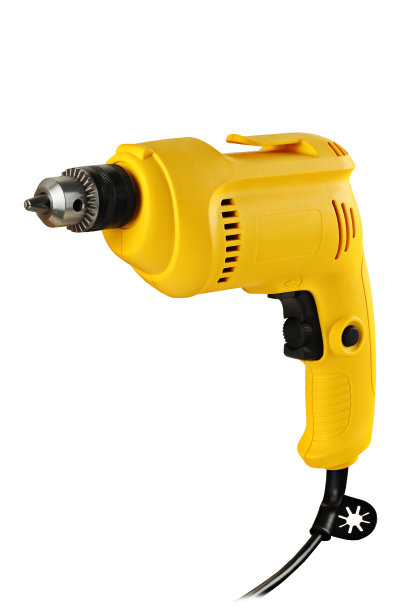 电钻在白色背景上图片下载