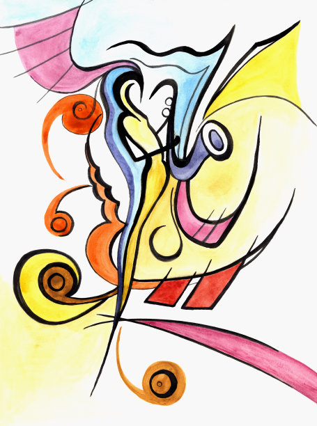 抽象的萨克斯管吹奏音乐图片下载