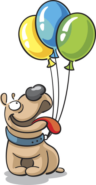 斗牛犬和彩色气球图片下载