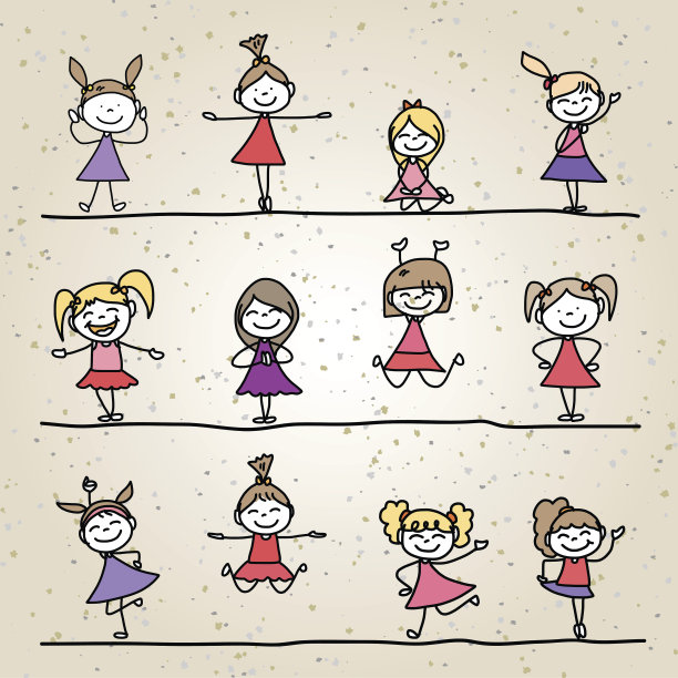 手绘卡通人物快乐的孩子们图片下载