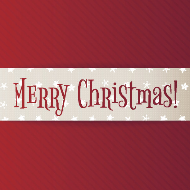 红色背景上的白色圣诞横幅图片下载