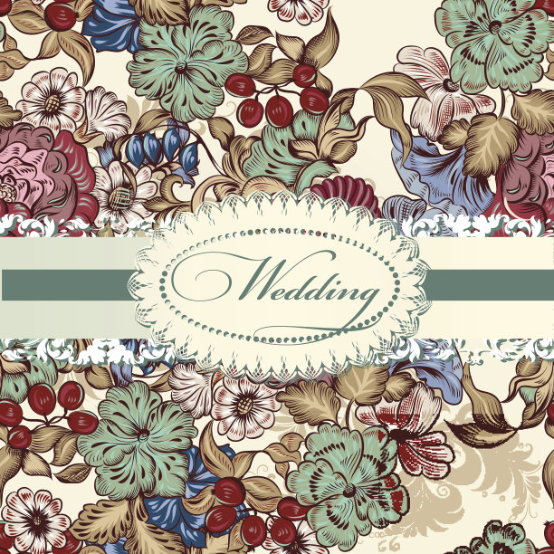 时尚的鲜花婚礼请柬图片下载