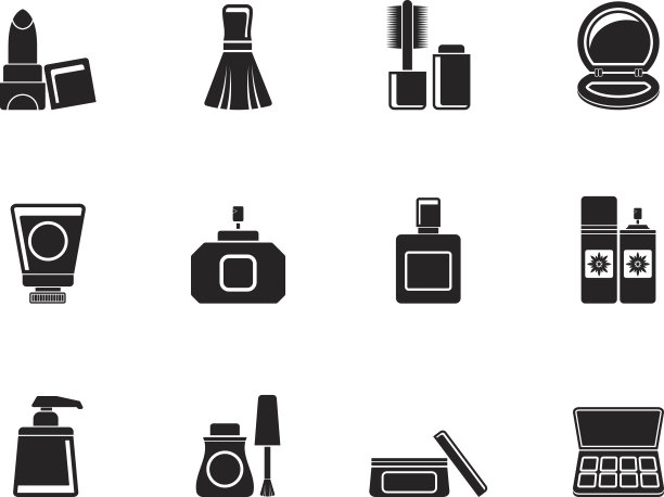 剪影化妆品行业和美丽的图标图片下载